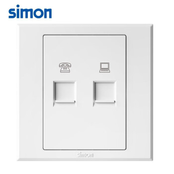 西蒙(SIMON)开关插座 电话电脑插座面板 86型暗装 E3系列电话电脑插座 象牙白色 305229