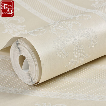 雅莎壁纸现代简约无纺布自粘墙纸欧式竖条纹卧室客厅自粘壁纸家具翻新门店贴纸米白色 3m长 53cm宽 图片价格品牌报价 京东