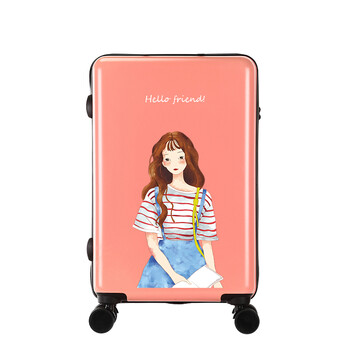 箱韩版日系大学生旅行箱卡通可爱行李箱个性登机箱 粉红色 春之少女