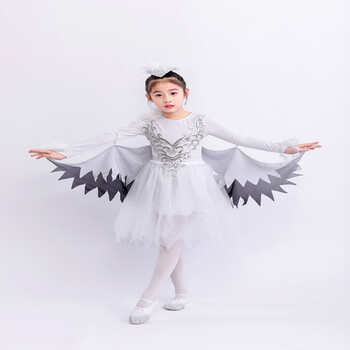 彩选小鸟演出服带翅膀小鸡儿童动物服装大公鸡卡通连体衣舞蹈裙民族