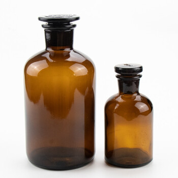 海斯迪克 HKCL-221 透明细口瓶试剂瓶 玻璃密封瓶具塞小口瓶 棕色细口瓶 棕色250ml