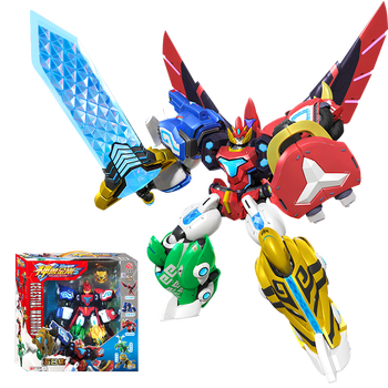 神兽金刚5合体超能晶甲金刚机器人男孩变形合体公仔神兽金刚玩具 12寸