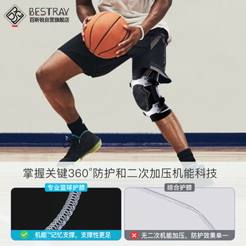 百斯锐5D pro-s护膝专业半月板保护篮球运动跑步男膝盖女专用护具  