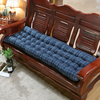 实木沙发垫四季通用加厚长条坐垫老式红木质沙发椅垫子三人位座垫蓝