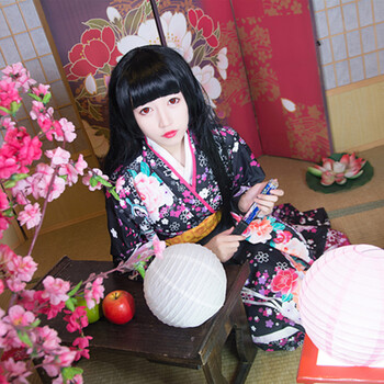 衡曾地狱少女宵伽cos服阎魔爱小爱原版振袖和服cosplay服装套装木屐不