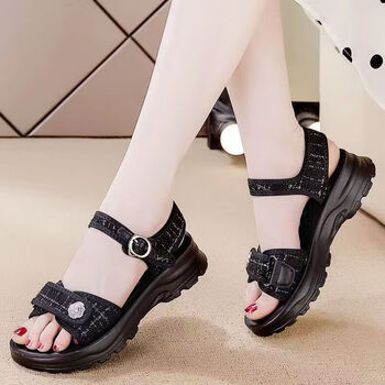 元安恋初中生夏天女高中生跑步凉鞋凉鞋女夏季防滑松糕厚底凉鞋休闲