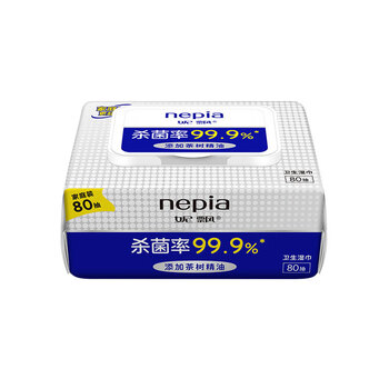 妮飘（Nepia）消毒卫生湿巾除菌率99.9%大包装无刺激清洁湿巾80抽6包