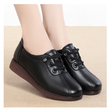 蜘·蛛王中老年软底鞋软面女士真皮鞋春秋50-60岁新款妈妈鞋深口单鞋