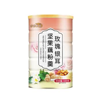 谷物粮园 玫瑰银耳坚果藕粉羹500g*2罐  速溶藕粉 红枣坚果银耳羹