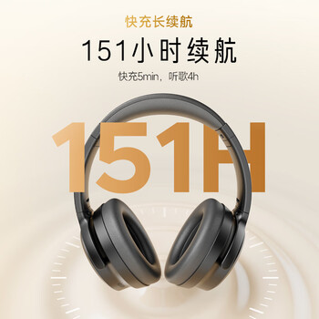 SoundPEATS泥炭Space Pro双金标头戴式深度主动降噪耳机151H超长续航游戏电竞蓝牙耳机适用苹果华为 深空黑