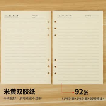 天章 （TANGO）A5活页替芯纸横线款加厚100g 适用6孔活页本考研错题作业笔记会议记录 通用替换芯 92张五本装