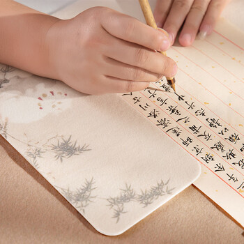 梅林笔庄羊毛毡垫臂垫臂搁书法书画专用手臂防脏垫创意彩绘精手枕砚台垫练毛笔字垫迷你书法垫猫竹图小毛毡