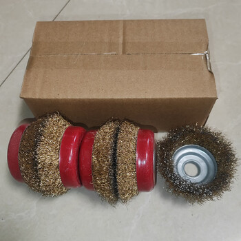 工拍档角磨机木材打磨除锈去污抛光125型碗型钢丝轮小红碗5个装