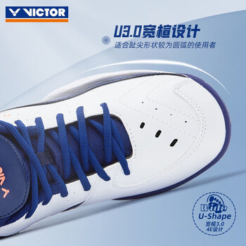 威克多VICTOR胜利 羽毛球鞋全面行高弹耐磨透气A102 AB 37码 白蓝色