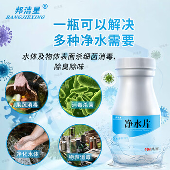 邦洁星户外净水片600片应急战备露营野外求生水质消毒净化片食用级