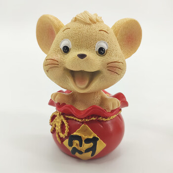 树脂工艺品可爱生肖吉祥物幸运鼠汽车摆件创意桌面家居装饰品 进宝