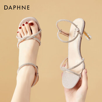 细高跟凉鞋2022年女夏新款一字带高跟鞋知性 粉色 38【图片 价格 品牌