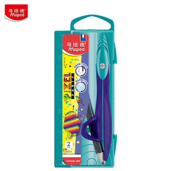 马培德（Maped）像素派对创意绘图圆规 初高中考试圆规 学生制图绘图学习工具 119411CH夹笔款【2件套/盒】