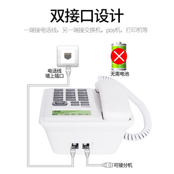 飞利浦(PHILIPS)有绳电话机座机 固定电话 办公家用 双接口 免电池 免提通话 CORD281A白色 飞利浦(PHILIPS)有绳电话机座机 固定电话 办公家用 双接口 免电池 免提通话 CORD281A白色