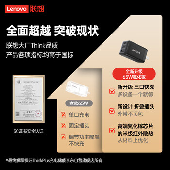ThinkPlus联想65W氮化镓充电器套装 ThinkPad充电器口红电源多口Type-C适用苹果17/16华为小米联想笔记本 ThinkPlus联想65W氮化镓充电器套装 ThinkPad充电器口红电源多口Type-C适用苹果17/16华为小米联想笔记本
