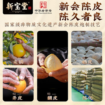 岭南新宝堂新会陈皮广东特产10年老陈皮115周年纪念版送礼礼盒200克