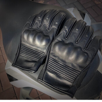 新款哈雷摩托车男女士骑行手套山羊皮机车骑士骑行全指触屏皮手套黑色