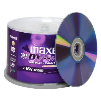 麦克赛尔（Maxell）DVD+R光盘 刻录光盘 光碟 空白光盘 可打印光盘 16速4.7G台产 桶装50片