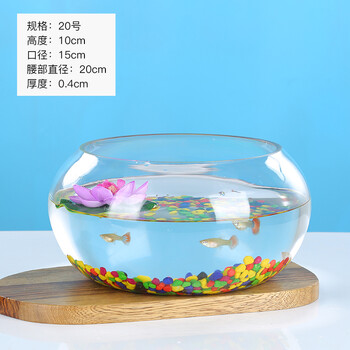 蒂乐森办公室小鱼缸加厚透明玻璃乌龟缸客厅家用桌面圆形迷你小型金鱼