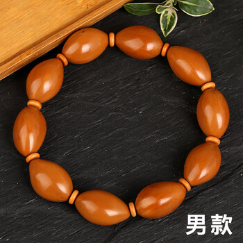 小米星橄榄核手串正圆光珠原籽脖挂长串素核尖珠手链男士大单籽项链