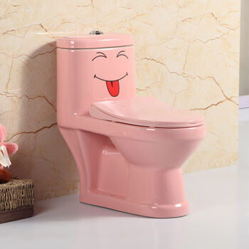 幼儿园彩色坐便器儿童陶瓷马桶小孩小号坐便小朋友 粉色 坑距200()