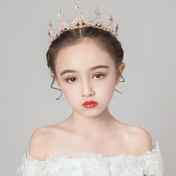 女童演出头饰小皇冠儿童王冠法式饰品花童婚纱配饰水钻发箍头箍女图片
