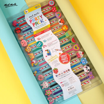 蒙玛特卡通铅笔彩铅儿童可爱铅笔带大头橡皮的铅笔幼儿园小奖品元旦MMKC0196速写马克笔绘画元旦文具礼盒