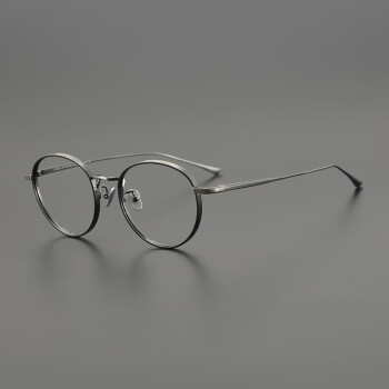 CELLI 日本超轻纯钛眼镜框男复古圆框眼镜架宽边高度近视眼镜女潮显瘦 黑枪色 (防蓝光变灰色)定制1.61折射率