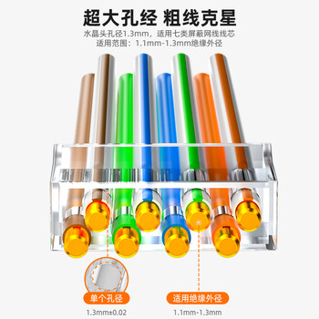 山泽 七类网线水晶头 7类万兆屏蔽50U镀金网络连接器 CAT7类两件式工程级RJ45电脑网络接头 30个 WL-30