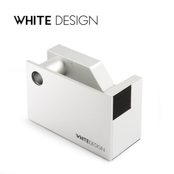 White Design胶带架方形铝合金切割器胶带座简约创意设计办公摆件 银色带LOGO-金属材质 适用20MM宽度以下的胶带