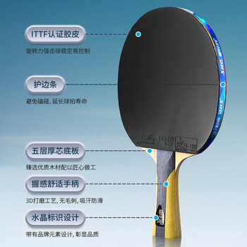 红双喜 五星横直对拍（京仓速发+拍套）乒乓球拍H5横直双拍