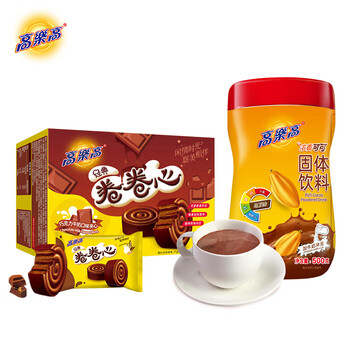高乐高可可粉500g+卷卷心120g即食早餐办公下午茶点心