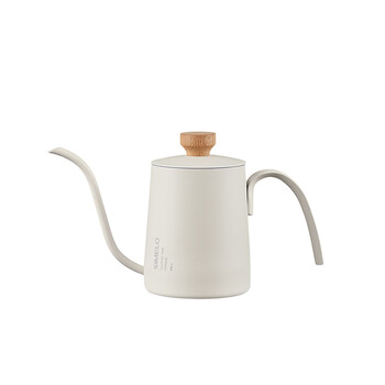 SIMELO 摩卡手冲壶 家用挂耳手冲咖啡壶 304不锈钢长嘴细口壶350ml 米色