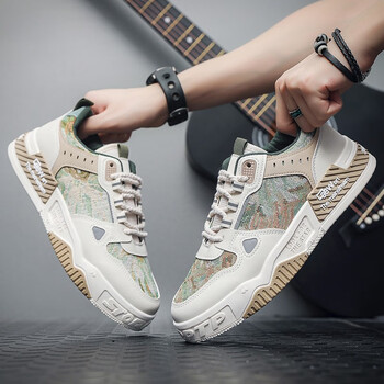 盼菡国潮板鞋秋季新款男鞋印花透气休闲运动鞋厚底防滑跑步滑板鞋男鞋