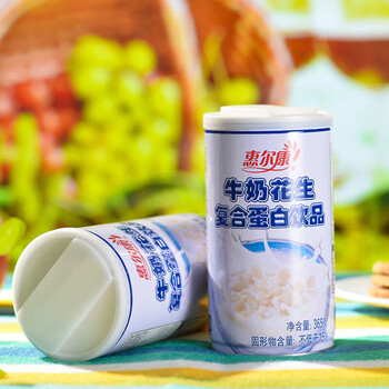 惠尔康花生牛奶谷物营养早餐奶含花生颗粒蛋白饮料365g12罐牛奶花生