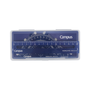 国誉(KOKUYO)Campus学生绘图工具尺子套装(直尺+三角尺+量角器) 铝合金套尺 蓝色 WSG-CLA1B