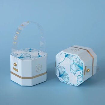 阿尤布结婚喜糖盒创意婚礼回礼喜糖袋装包装盒清新八角盒的 树叶天空