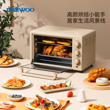 大宇（DAEWOO）电烤箱 无烟烧烤 旋钮易操作 20L大容量多功能料理机 家用全自动烘焙机 DY-KX1801 升级款