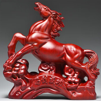 善逸 木雕工艺品马到成功摆件董事长总经理老板办公桌装饰品客厅十二