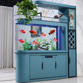 鸿鼎子弹头酒柜双面生态水族箱中大型玄关轻奢客厅隔断餐厅屏风鱼缸