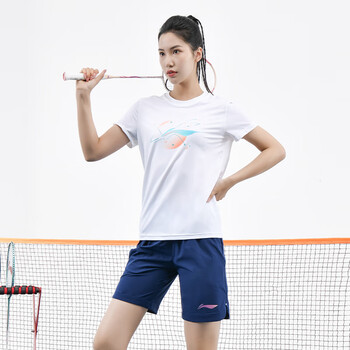 李宁乒乓球服短袖T恤透气夏季运动男女同款文化衫羽毛球服 白色 XL 