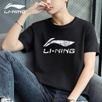 李宁短袖t恤男夏季运动衣服饰户外休闲男装跑步健身服时尚潮流上衣 黑