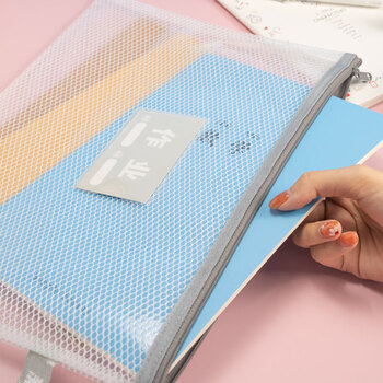 天章 （TANGO）A4大容量EVA防水单层学生科目分类袋试卷收纳袋 手提拉链学生用品 语数英综作5个装