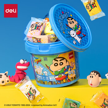 得力(deli)蜡笔小新24色加赠6包超轻粘土 黏土橡皮泥彩泥幼儿园学生DIY手工玩具桶装 儿童生日开学文具