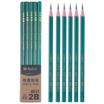 晨光（M&G）经典绿杆2B六角木杆铅笔学生考试涂卡美术素描绘图木质铅笔AWP35715 10支装